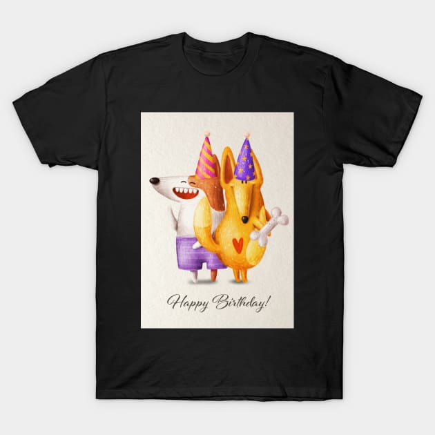 Dogs birthday party T-Shirt by CaptainPixel